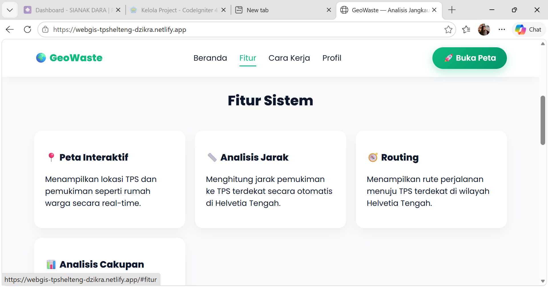 Screenshot 2 dari project GeoWaste - Sistem Informasi Geografis TPS di Helvetia Tengah