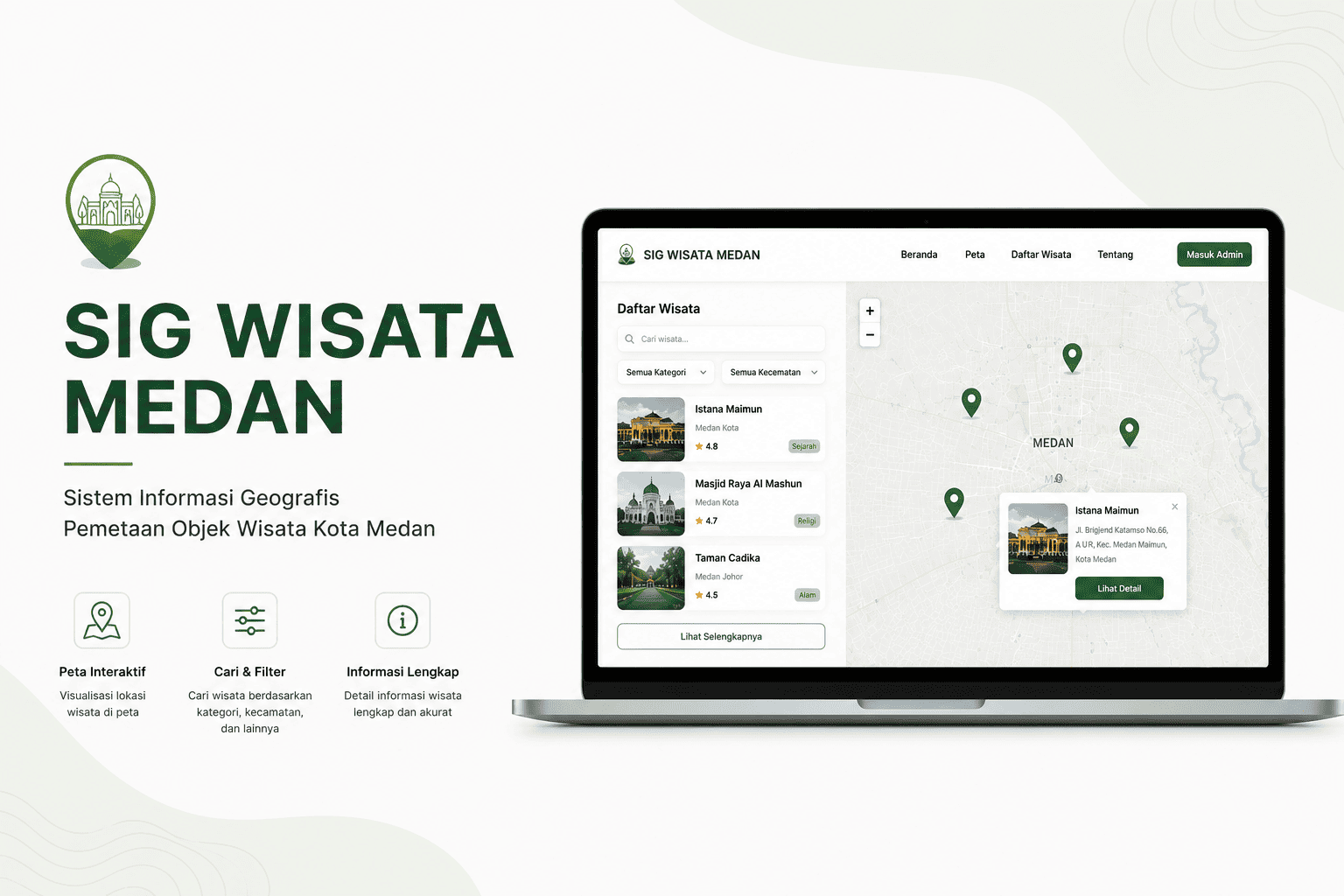Thumbnail WisataMedanku - Platform Sistem Informasi Geografis Pariwisata Kota Medan Berbasis Web