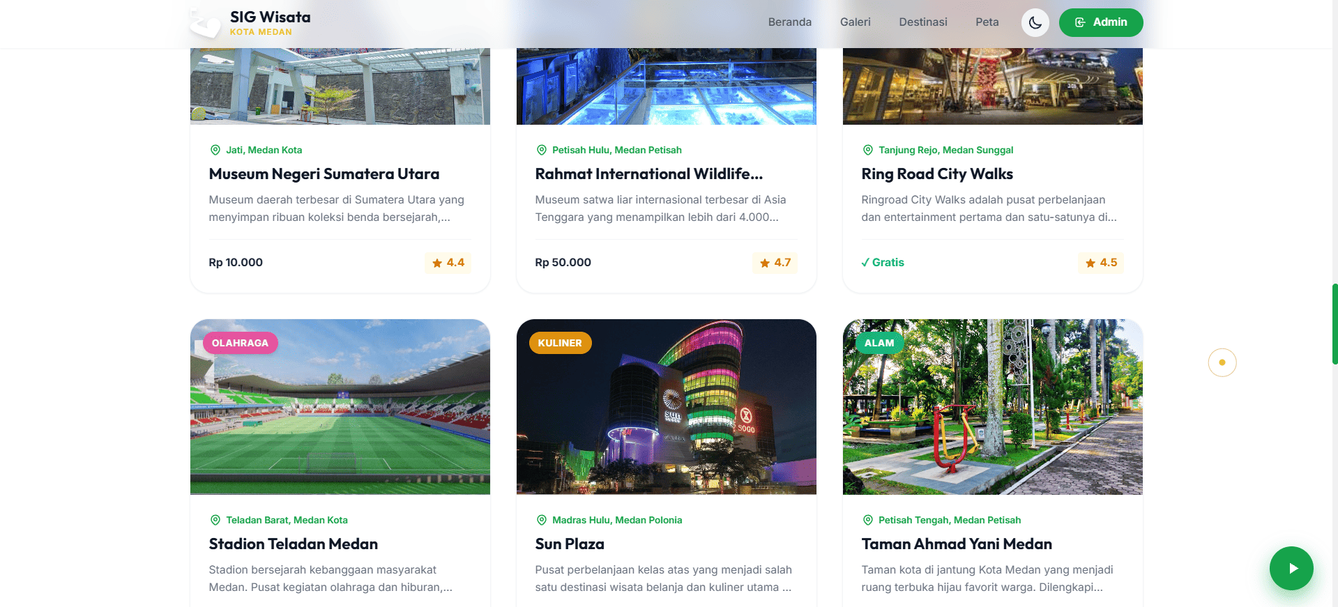 Screenshot 3 dari project WisataMedanku - Platform Sistem Informasi Geografis Pariwisata Kota Medan Berbasis Web