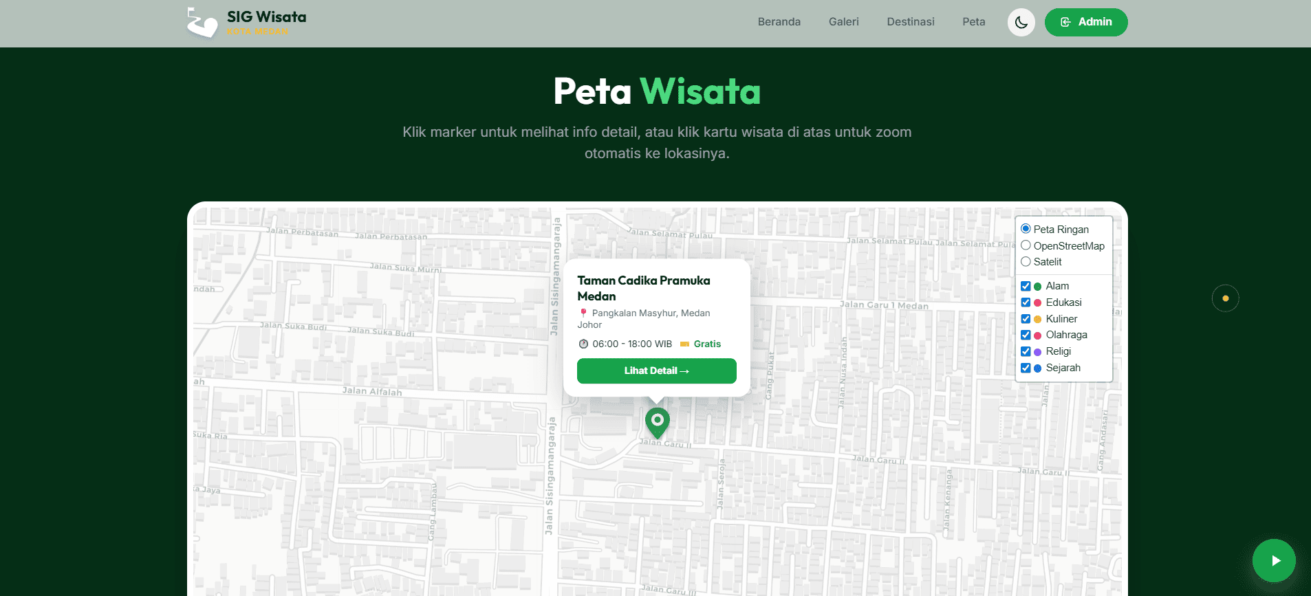 Screenshot 4 dari project WisataMedanku - Platform Sistem Informasi Geografis Pariwisata Kota Medan Berbasis Web