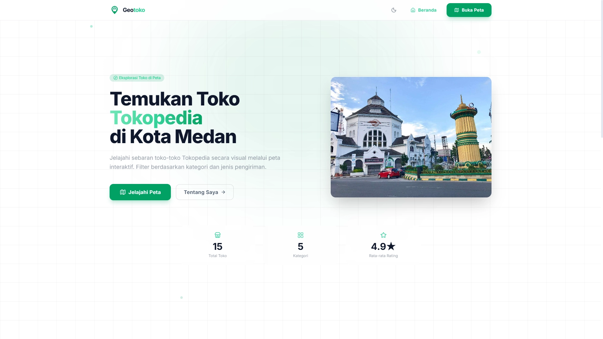 Screenshot 1 dari project Geotoko: Peta Toko Tokopedia Medan
