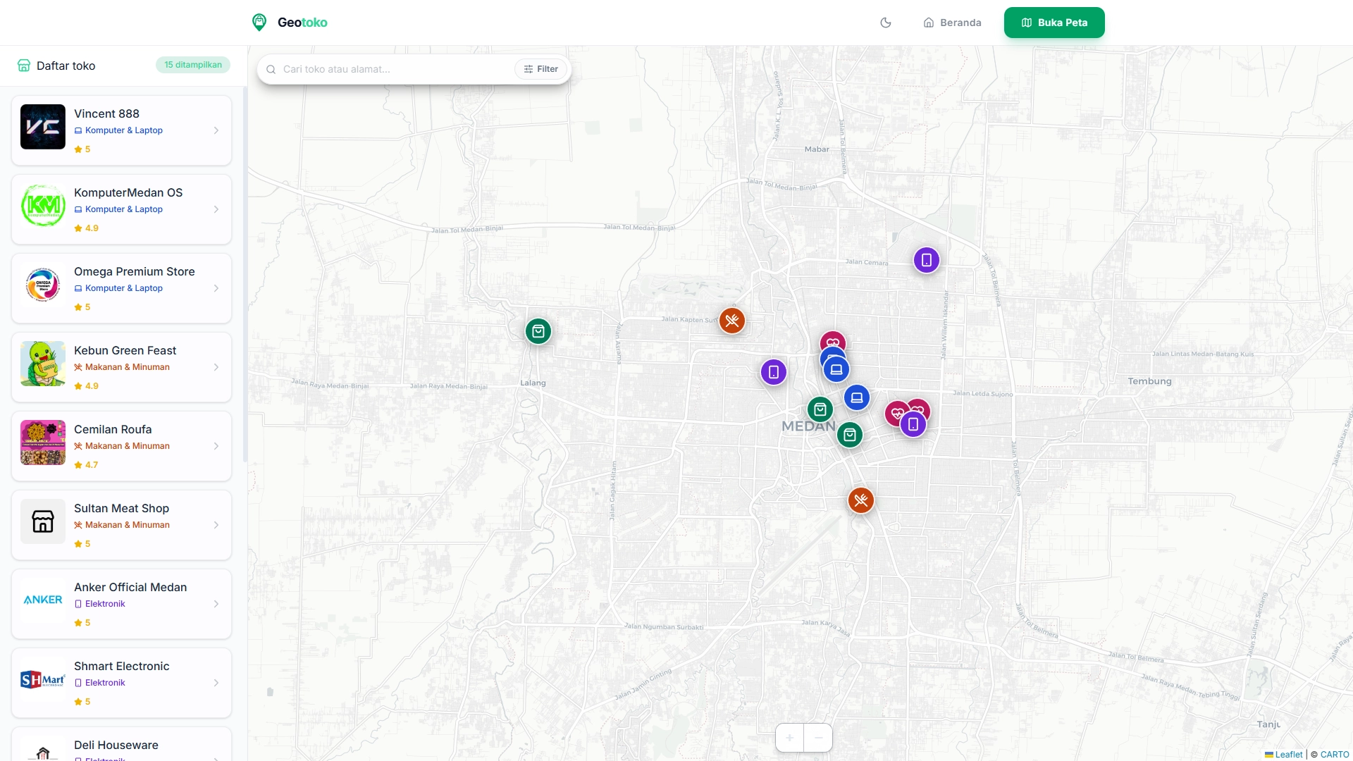 Screenshot 4 dari project Geotoko: Peta Toko Tokopedia Medan