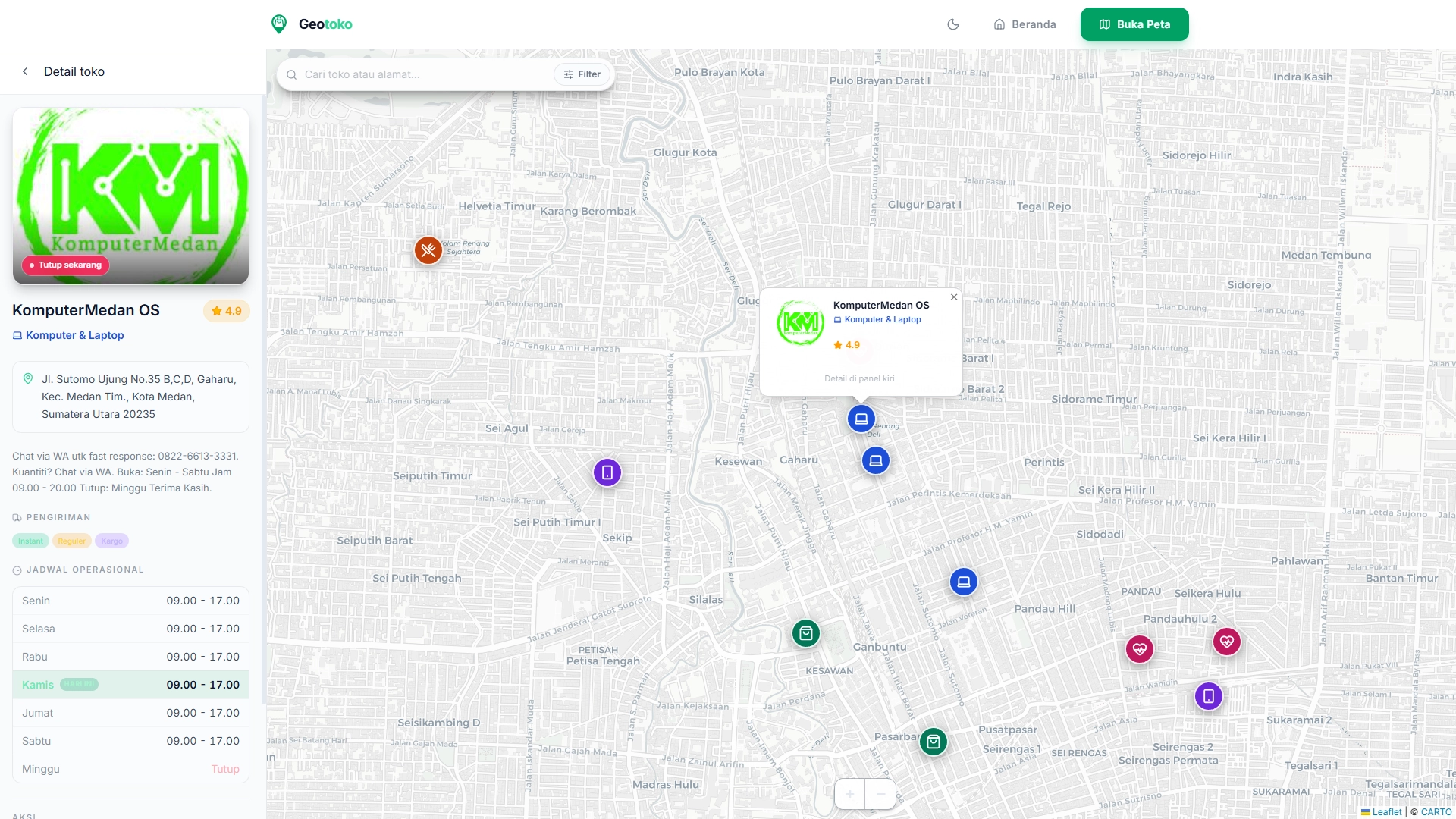 Screenshot 5 dari project Geotoko: Peta Toko Tokopedia Medan