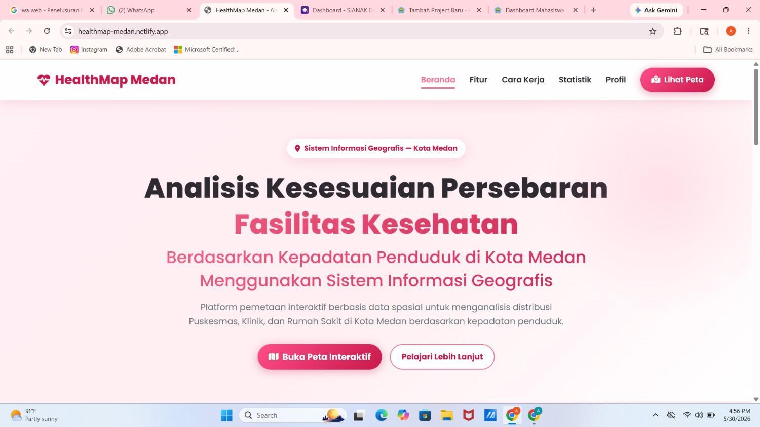 Thumbnail Analisis Kesesuaian Persebaran Fasilitas Kesehatan Berdasarkan Kepadatan Penduduk di Kota Medan Menggunakan Sistem Informasi Geografis