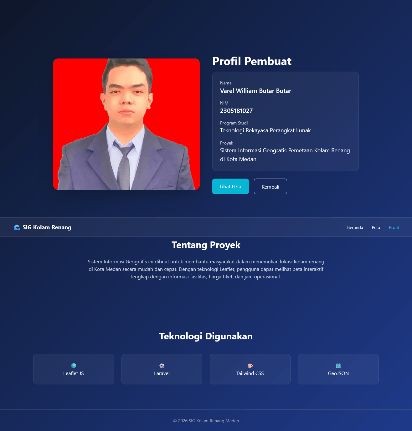 Screenshot 2 dari project Sistem Informasi Geografis (SIG) Pemetaan Kolam Renang di Kota Medan