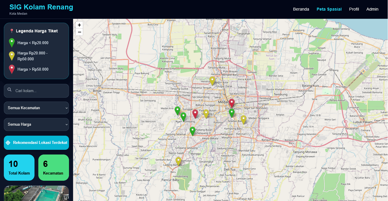 Screenshot 3 dari project Sistem Informasi Geografis (SIG) Pemetaan Kolam Renang di Kota Medan