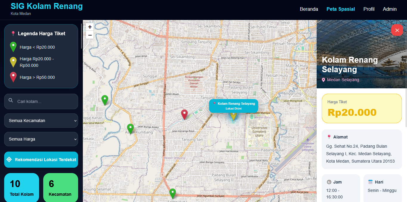 Screenshot 4 dari project Sistem Informasi Geografis (SIG) Pemetaan Kolam Renang di Kota Medan