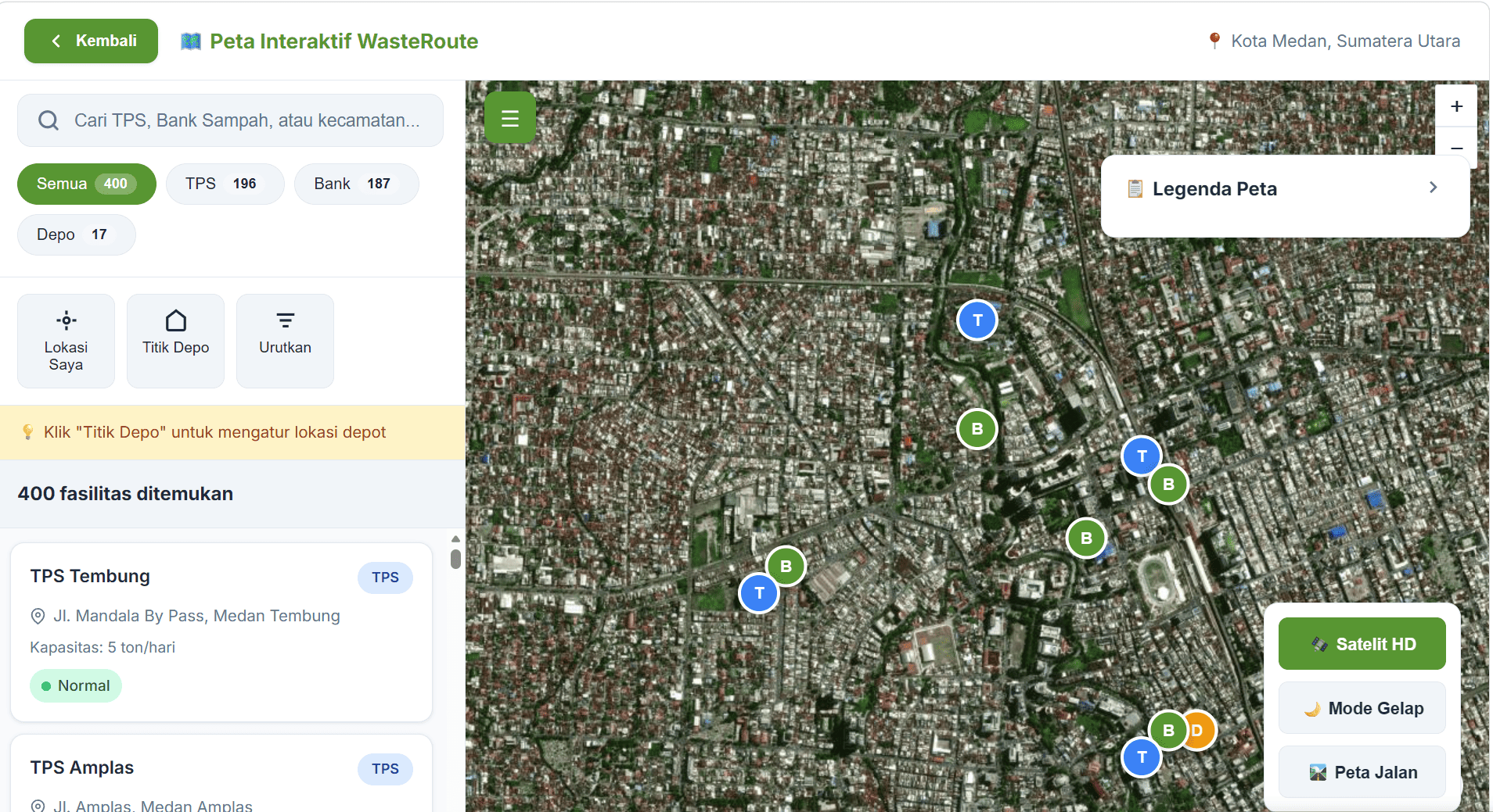 Screenshot 4 dari project Pengembangan Sistem Informasi Geografis untuk Menentukan Rute Pengangkutan Sampah Berbasis Data Spasial