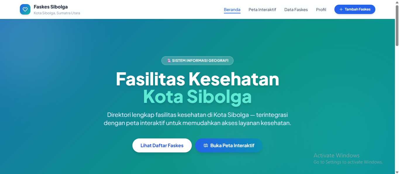 Thumbnail project Website Persebaran Fasilitas Kesehatan di Sibolga