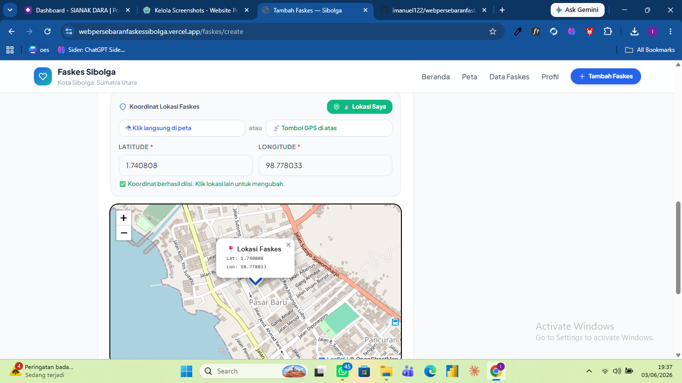 Screenshot 13 dari project Website Persebaran Fasilitas Kesehatan di Sibolga