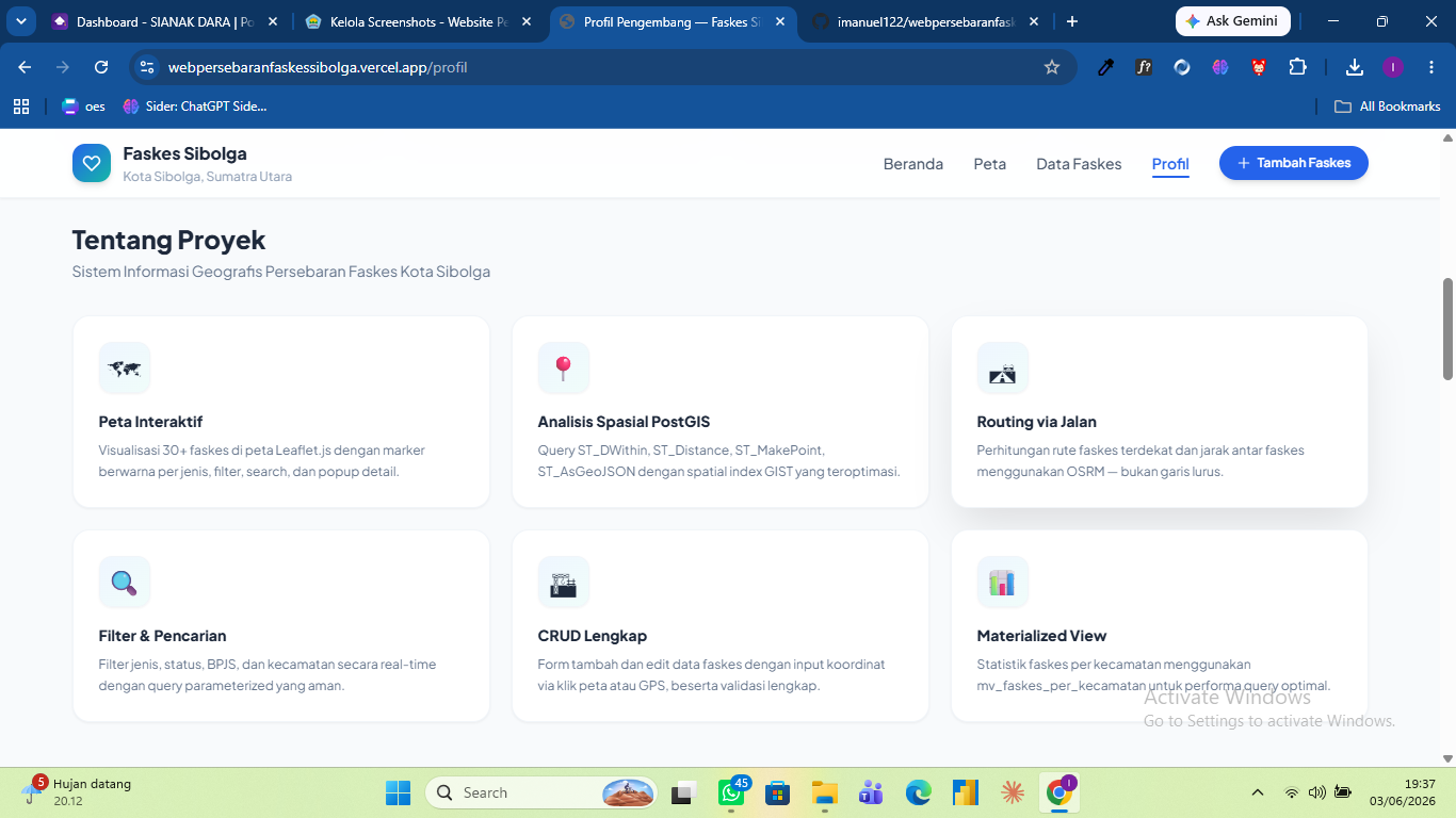 Screenshot 16 dari project Website Persebaran Fasilitas Kesehatan di Sibolga