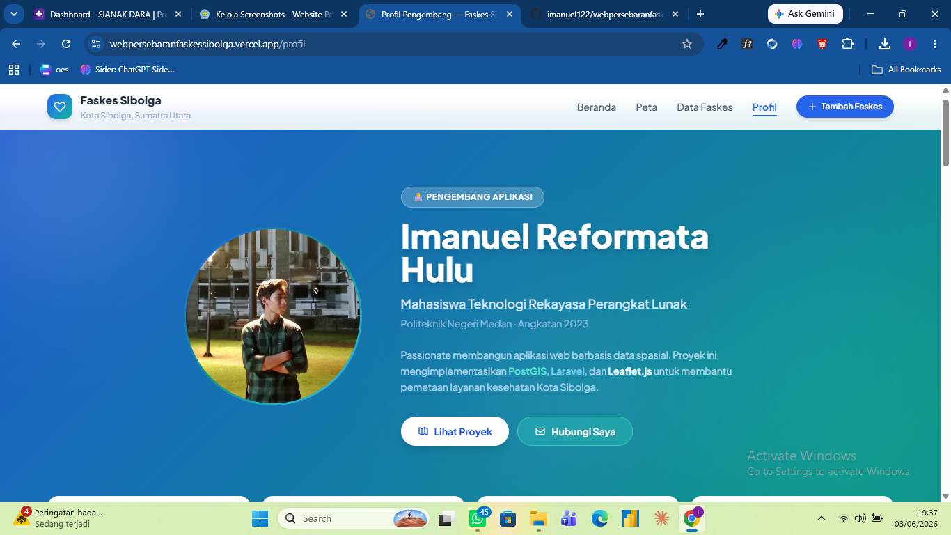 Screenshot 14 dari project Website Persebaran Fasilitas Kesehatan di Sibolga