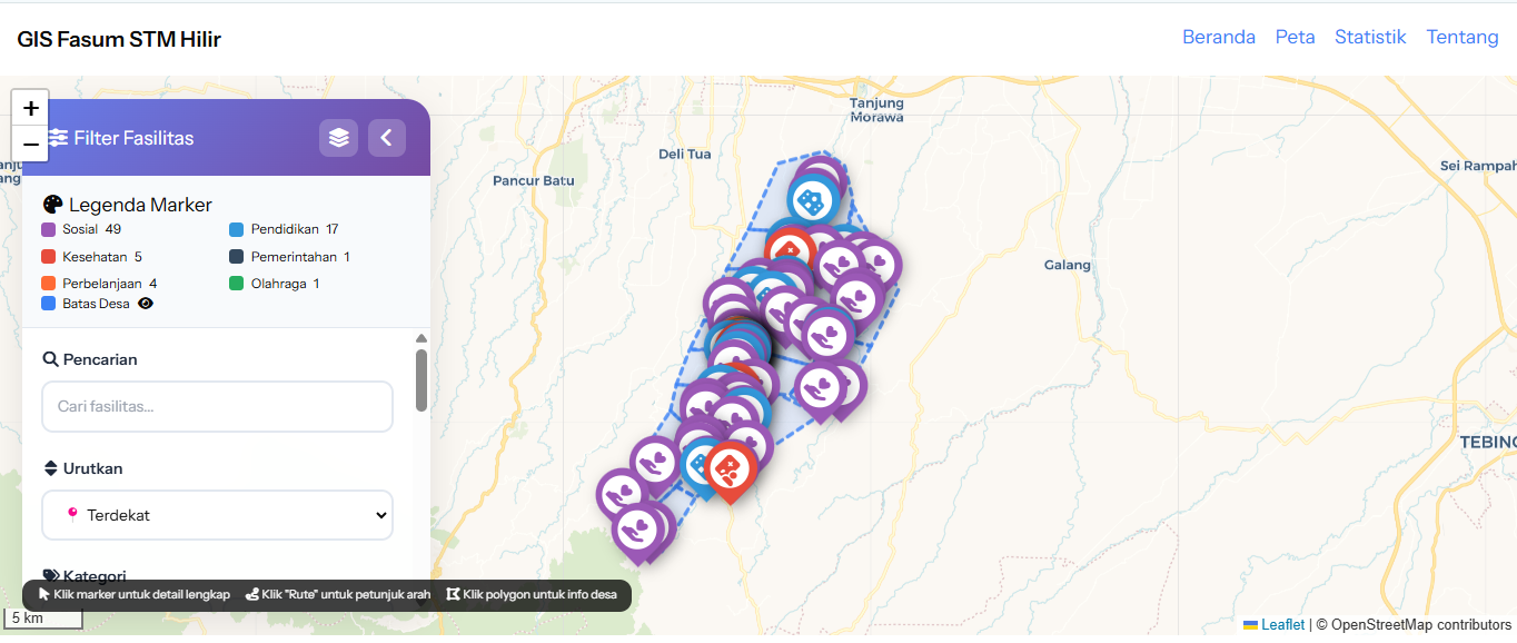 Screenshot 2 dari project Sistem Informasi Geografis Persebaran Fasilitas Umum di Kecamatan STM Hilir
