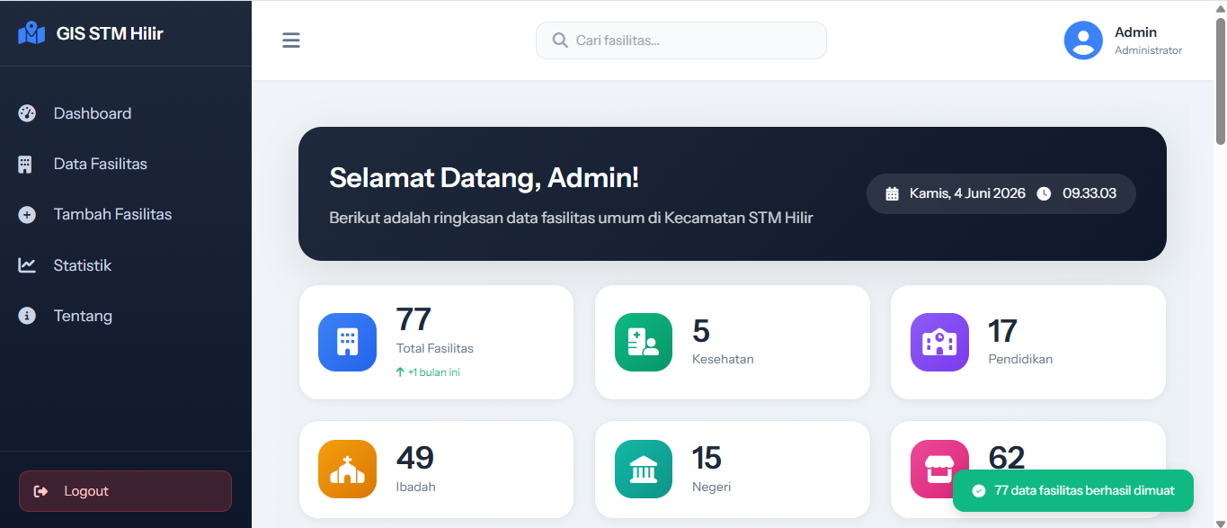 Screenshot 5 dari project Sistem Informasi Geografis Persebaran Fasilitas Umum di Kecamatan STM Hilir