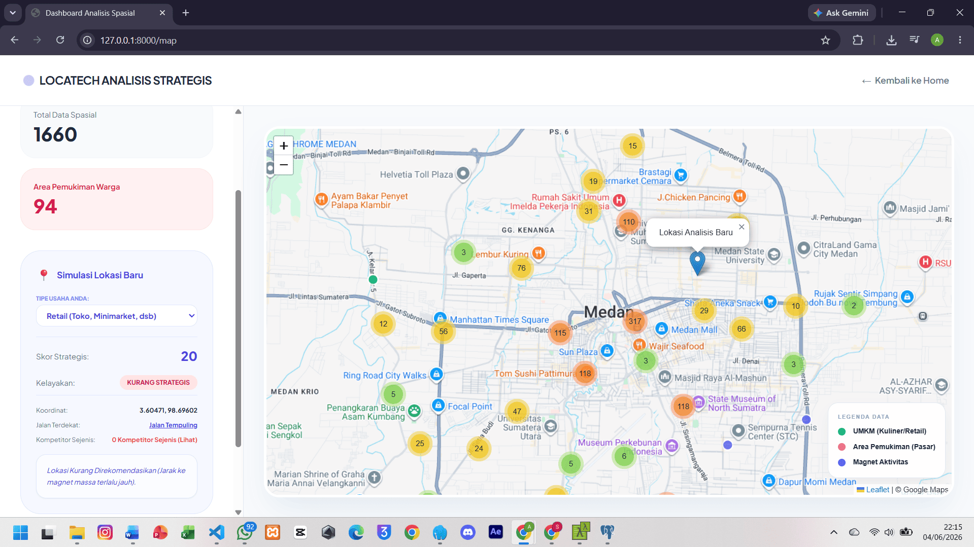Screenshot 9 dari project PENGEMBANGAN SISTEM INFORMASI GEOGRAFIS (WEB-GIS) REAL-TIME PENENTU LOKASI STRATEGIS UMKM DI KOTA MEDAN BERBASIS POSTGIS