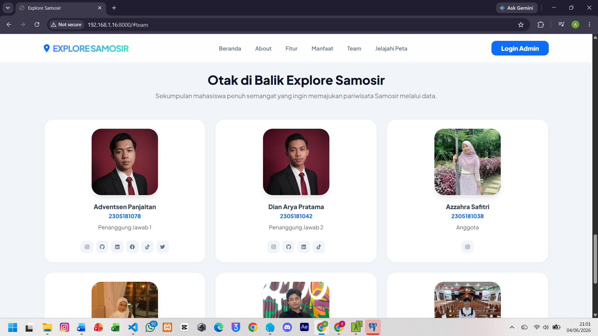 Screenshot 5 dari project PENGEMBANGAN SISTEM INFORMASI GEOGRAFIS PEMETAAN WISATA DAN PERHOTELAN DI KABUPATEN SAMOSIR DENGAN FITUR REKOMENDASI TERDEKAT DAN RUTE OTOMATIS TERINTEGRASI BERBASIS WEB DAN MOBILE