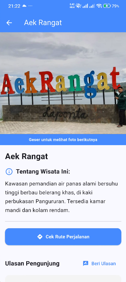 Screenshot 22 dari project PENGEMBANGAN SISTEM INFORMASI GEOGRAFIS PEMETAAN WISATA DAN PERHOTELAN DI KABUPATEN SAMOSIR DENGAN FITUR REKOMENDASI TERDEKAT DAN RUTE OTOMATIS TERINTEGRASI BERBASIS WEB DAN MOBILE