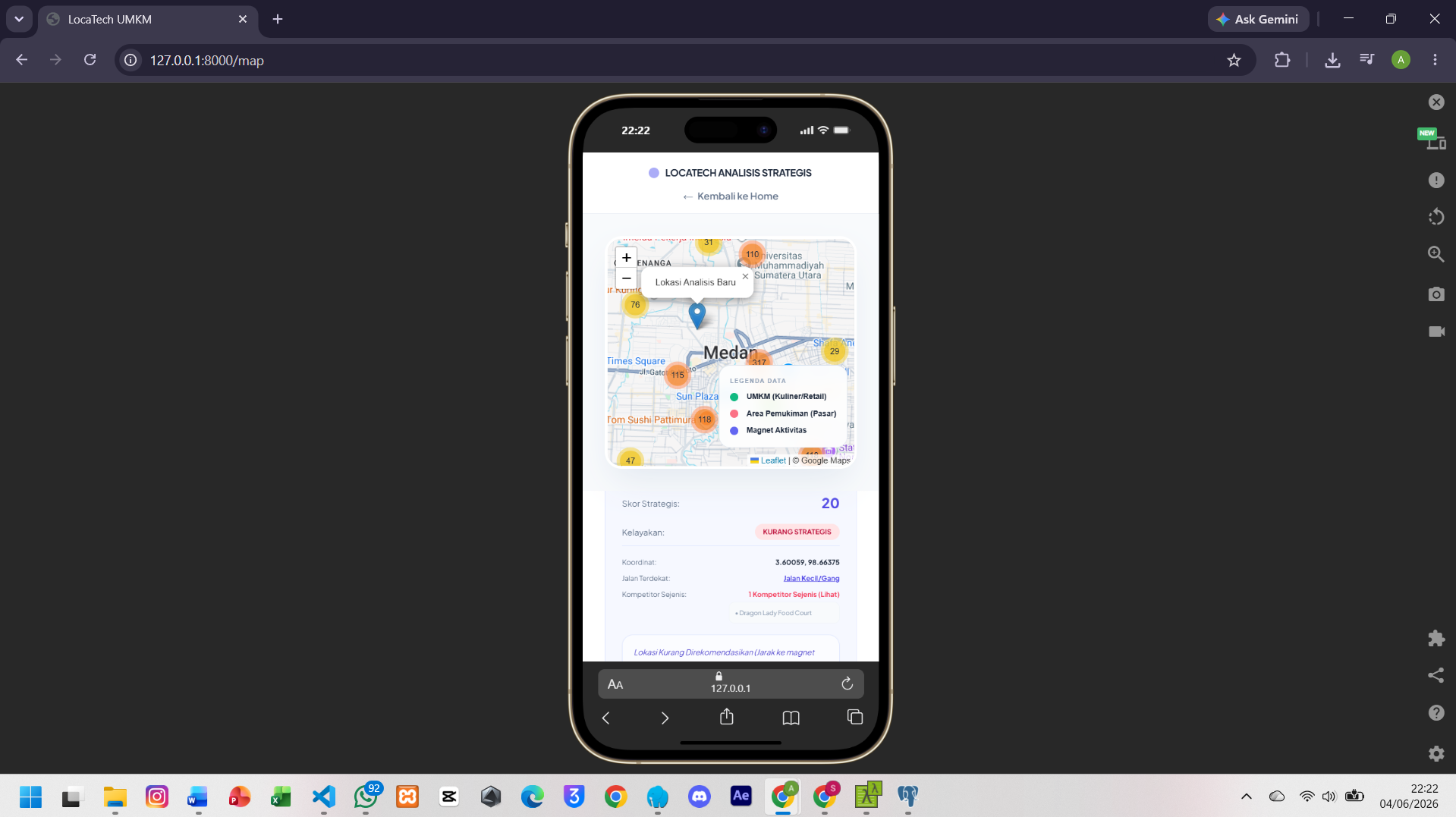 Screenshot 15 dari project PENGEMBANGAN SISTEM INFORMASI GEOGRAFIS (WEB-GIS) REAL-TIME PENENTU LOKASI STRATEGIS UMKM DI KOTA MEDAN BERBASIS POSTGIS