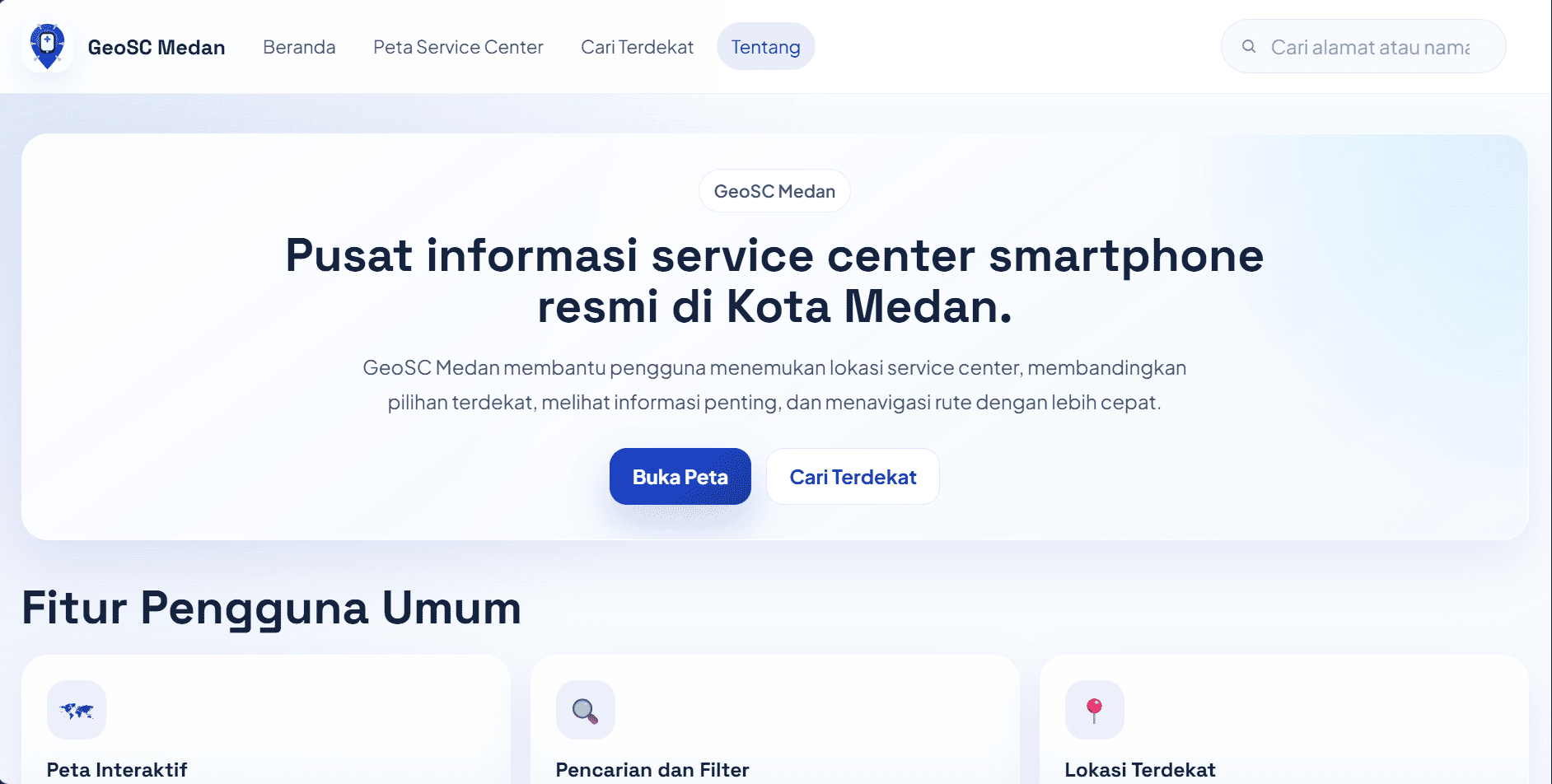 Screenshot 4 dari project SIG Pemetaan Lokasi Service Center Resmi Smartphone Kota Medan