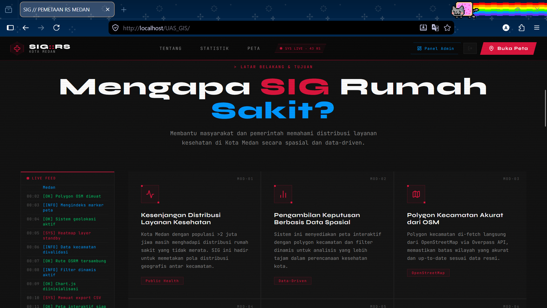 Screenshot 2 dari project Sistem Informasi Geografis (SIG) Pemetaan Rumah Sakit Kota Medan