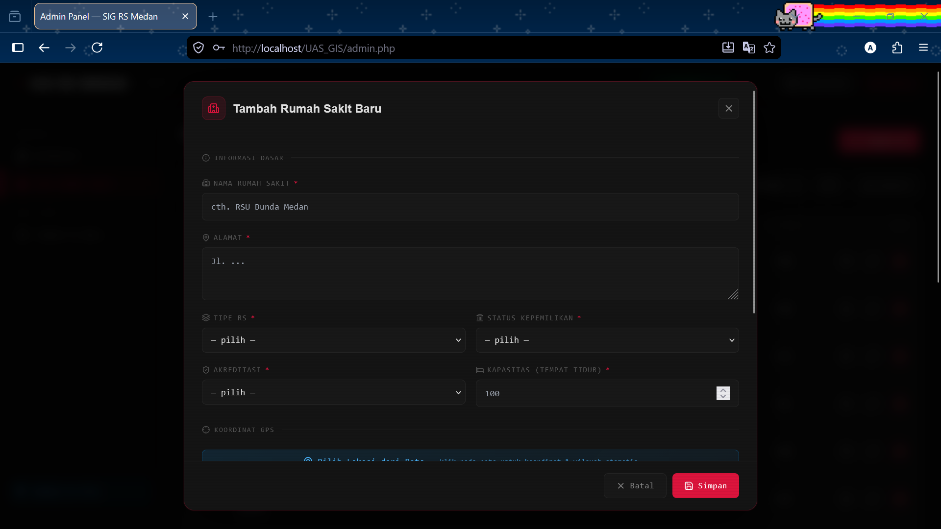 Screenshot 9 dari project Sistem Informasi Geografis (SIG) Pemetaan Rumah Sakit Kota Medan