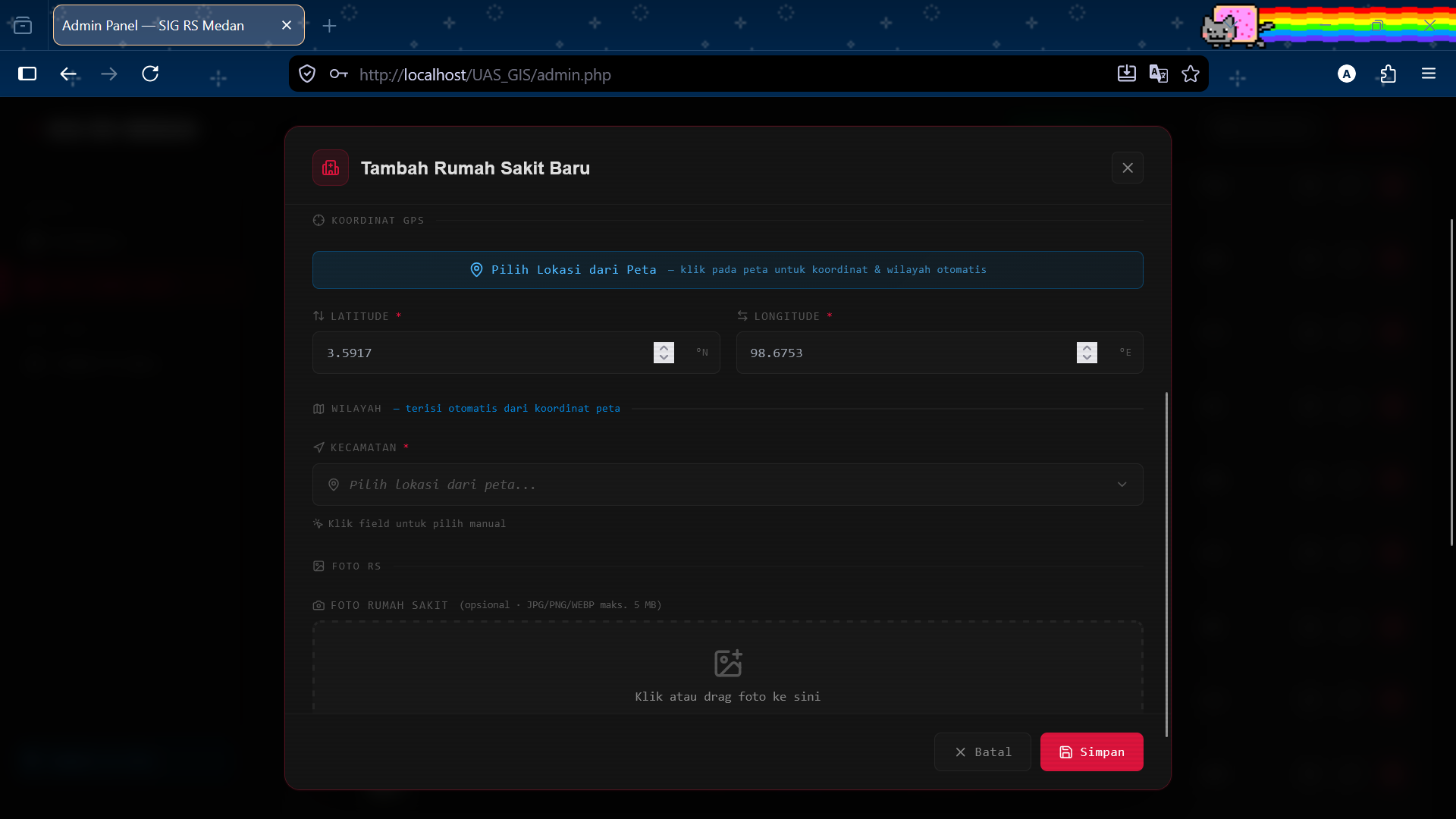 Screenshot 10 dari project Sistem Informasi Geografis (SIG) Pemetaan Rumah Sakit Kota Medan
