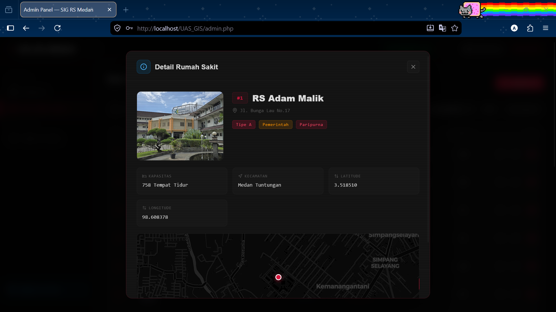 Screenshot 11 dari project Sistem Informasi Geografis (SIG) Pemetaan Rumah Sakit Kota Medan