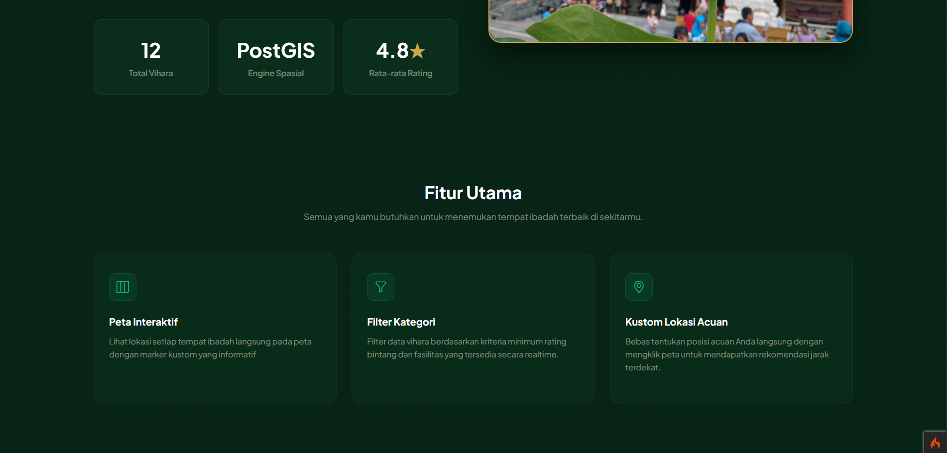Screenshot 1 dari project ViMap -  Pemetaan Rumah Ibadah Vihara Di Kota Medan