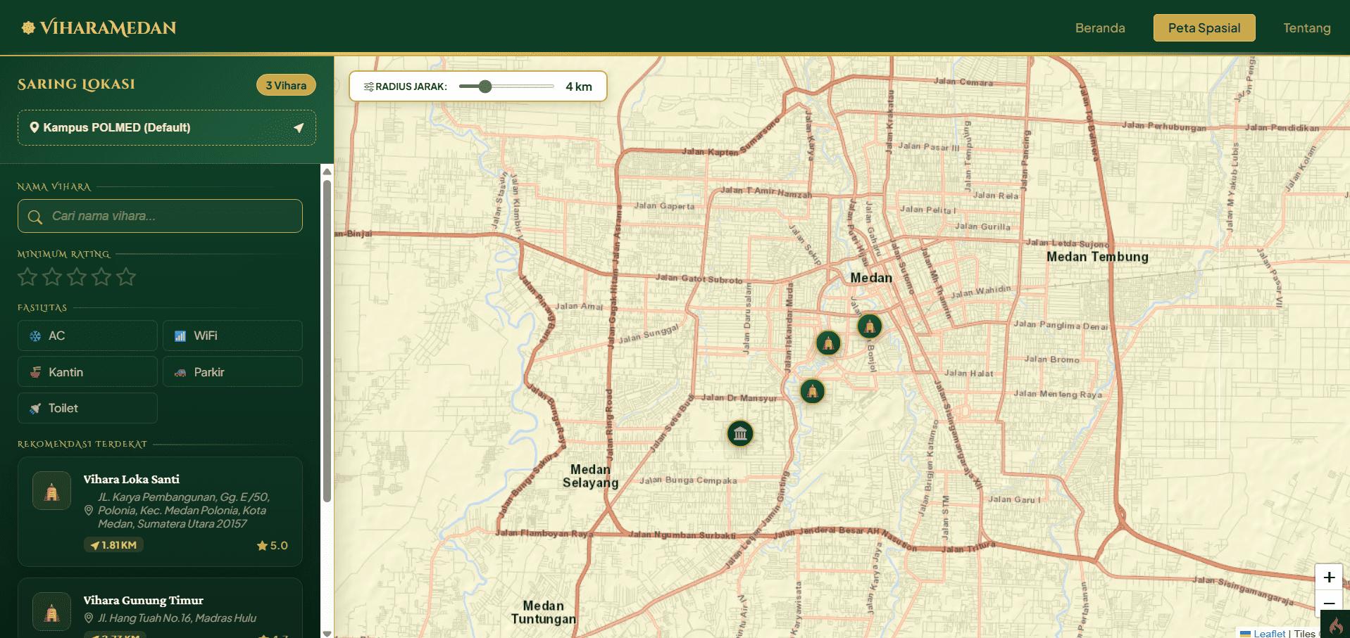 Screenshot 2 dari project ViMap -  Pemetaan Rumah Ibadah Vihara Di Kota Medan