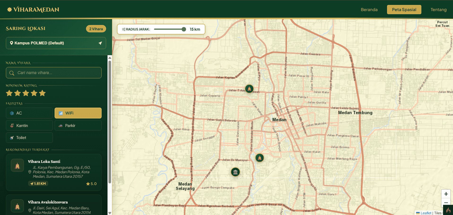 Screenshot 3 dari project ViMap -  Pemetaan Rumah Ibadah Vihara Di Kota Medan