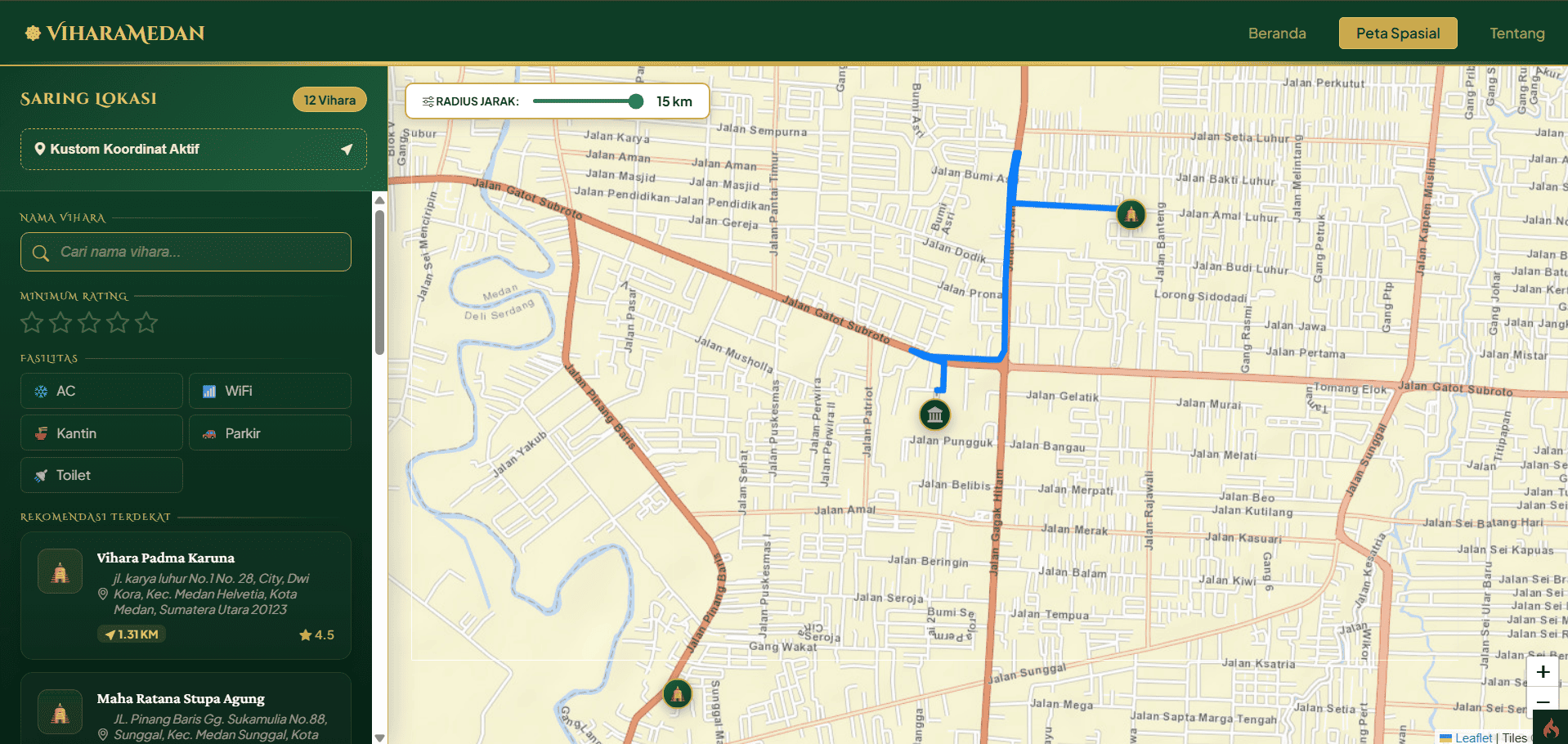 Screenshot 4 dari project ViMap -  Pemetaan Rumah Ibadah Vihara Di Kota Medan