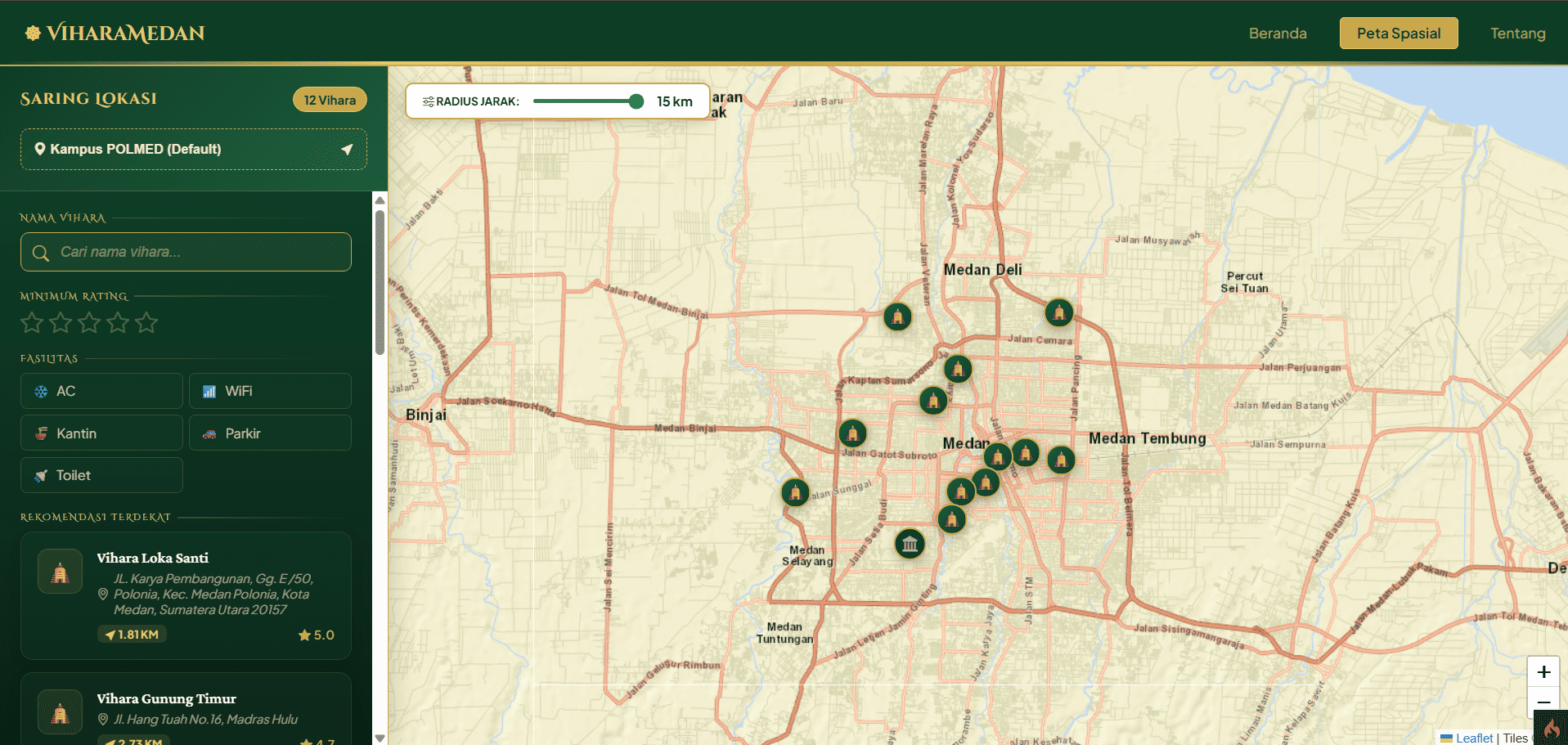 Screenshot 5 dari project ViMap -  Pemetaan Rumah Ibadah Vihara Di Kota Medan