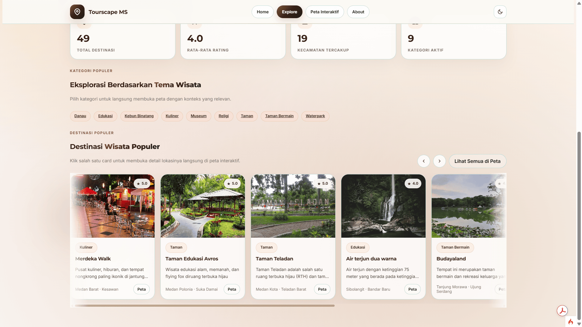 Screenshot 2 dari project SIG Pemetaan Tempat Wisata Di Daerah Kota Medan & Kabupaten Deli Serdang