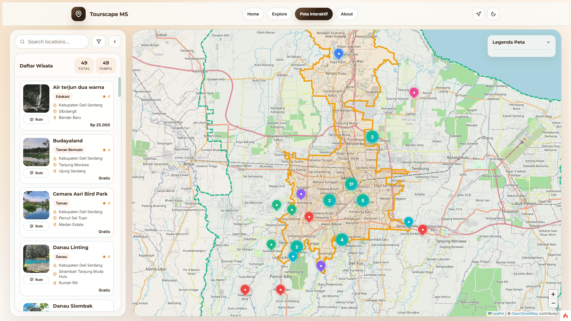 Screenshot 3 dari project SIG Pemetaan Tempat Wisata Di Daerah Kota Medan & Kabupaten Deli Serdang