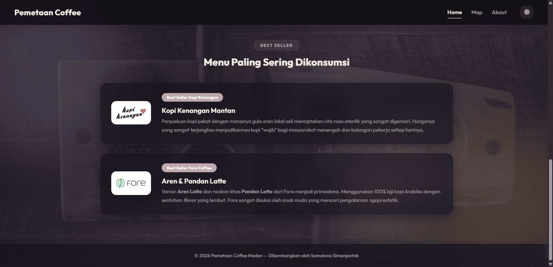 Screenshot 3 dari project Pemetaan Gerai Kopi Modern di Kota Medan Khususnya Kopi Kenangan dan Fore Coffee