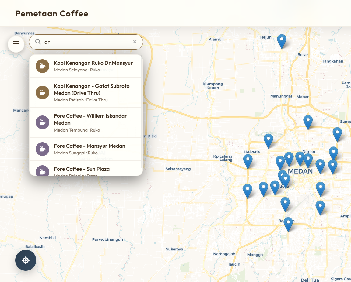 Screenshot 9 dari project Pemetaan Gerai Kopi Modern di Kota Medan Khususnya Kopi Kenangan dan Fore Coffee