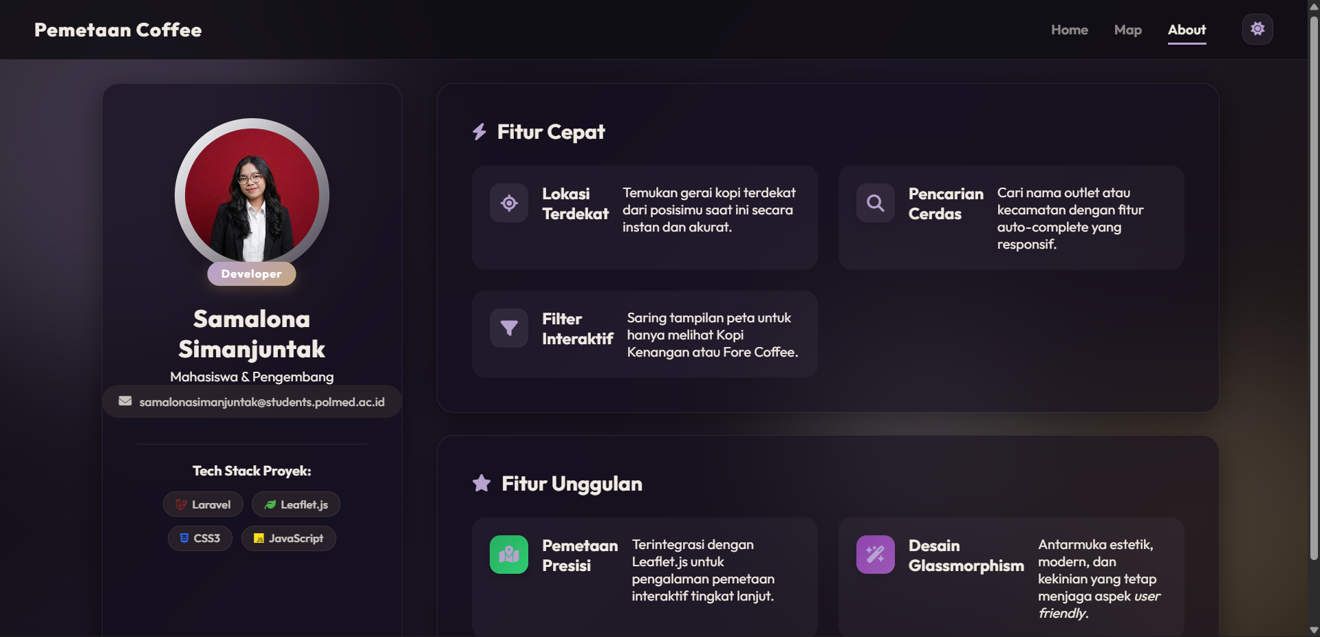 Screenshot 10 dari project Pemetaan Gerai Kopi Modern di Kota Medan Khususnya Kopi Kenangan dan Fore Coffee