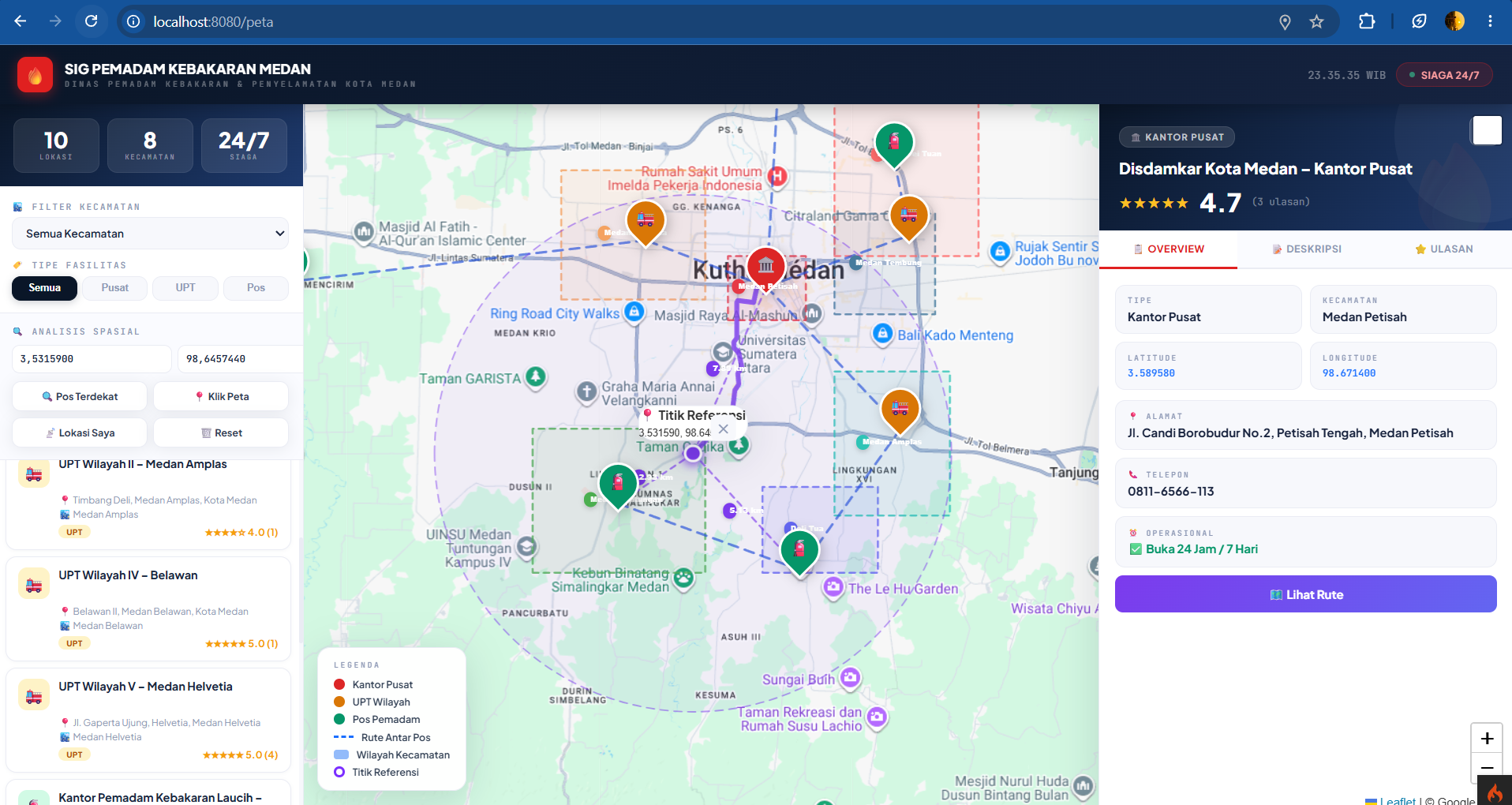 Screenshot 3 dari project Sistem Informasi Geografis Pemetaan Pemadam Kebakaran Daerah Medan
