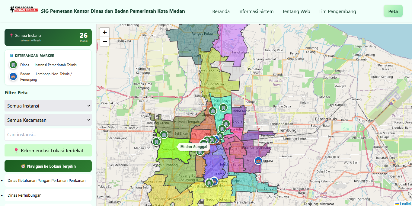 Screenshot 3 dari project Sistem Informasi Geografis (SIG) Pemetaan Kantor Dinas dan Badan Pemerintah Kota Medan