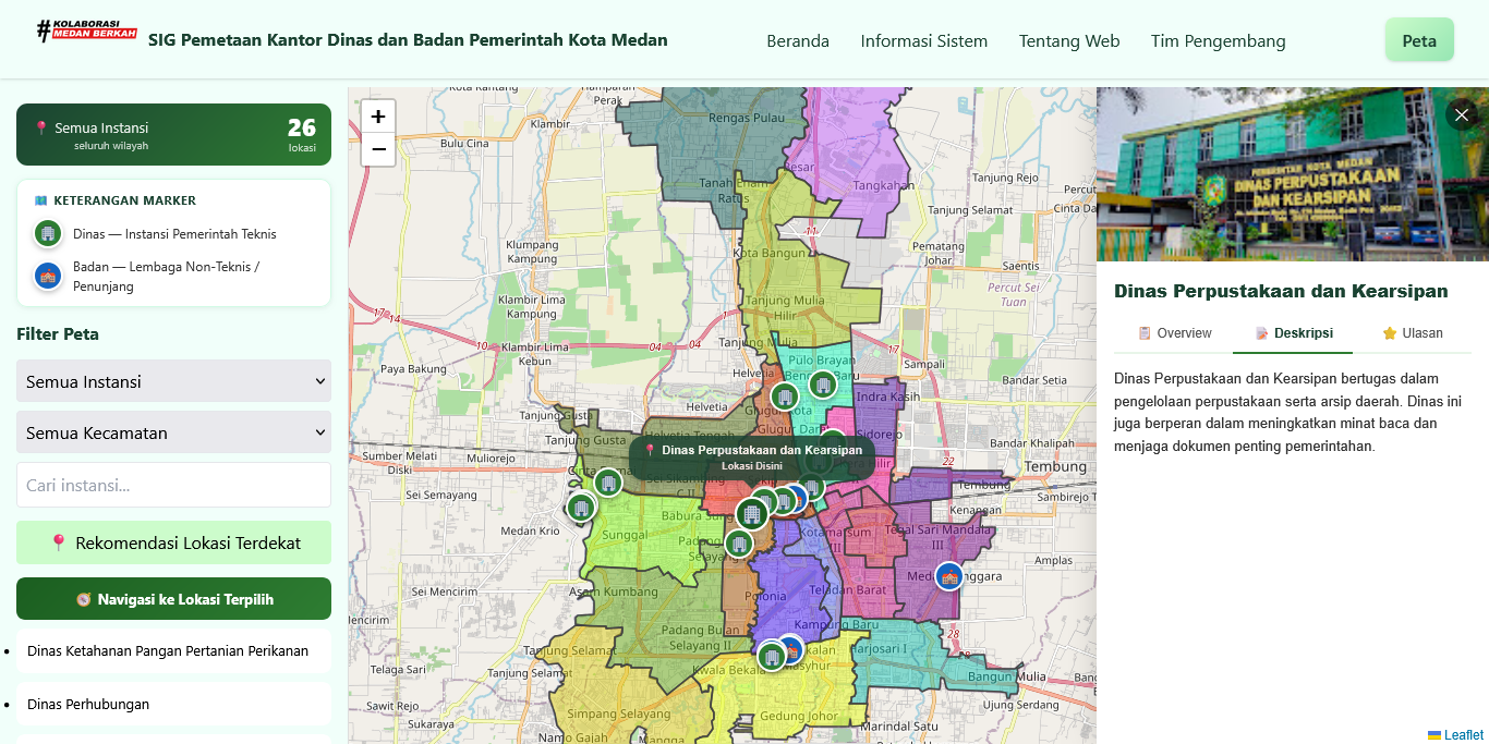 Screenshot 5 dari project Sistem Informasi Geografis (SIG) Pemetaan Kantor Dinas dan Badan Pemerintah Kota Medan