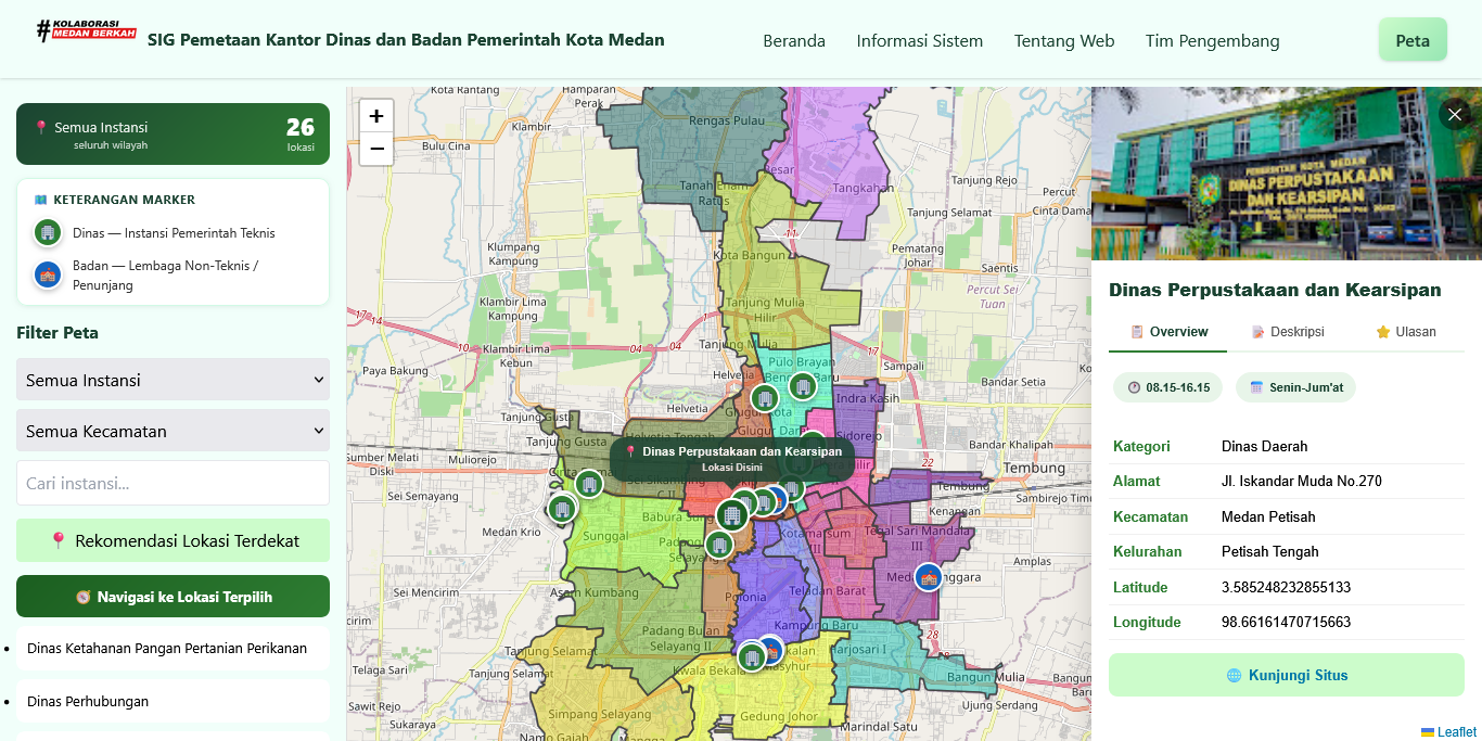Screenshot 6 dari project Sistem Informasi Geografis (SIG) Pemetaan Kantor Dinas dan Badan Pemerintah Kota Medan
