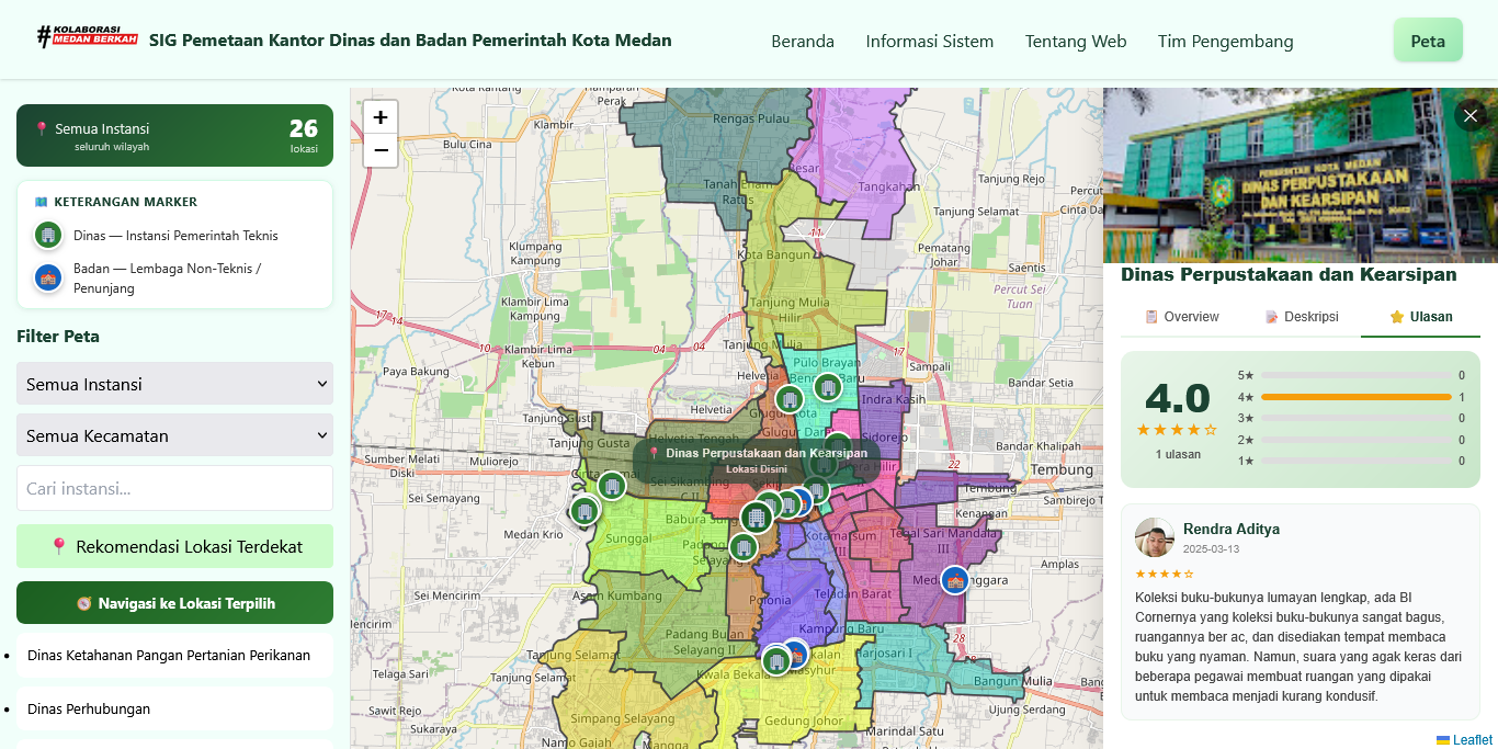 Screenshot 7 dari project Sistem Informasi Geografis (SIG) Pemetaan Kantor Dinas dan Badan Pemerintah Kota Medan