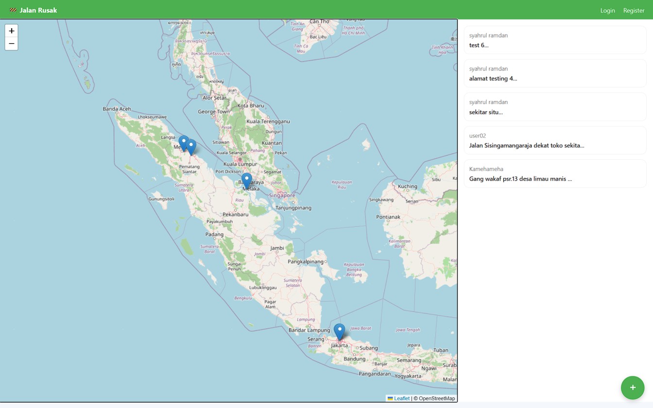Screenshot 1 dari project Penandaan Lokasi Jalan Rusak
