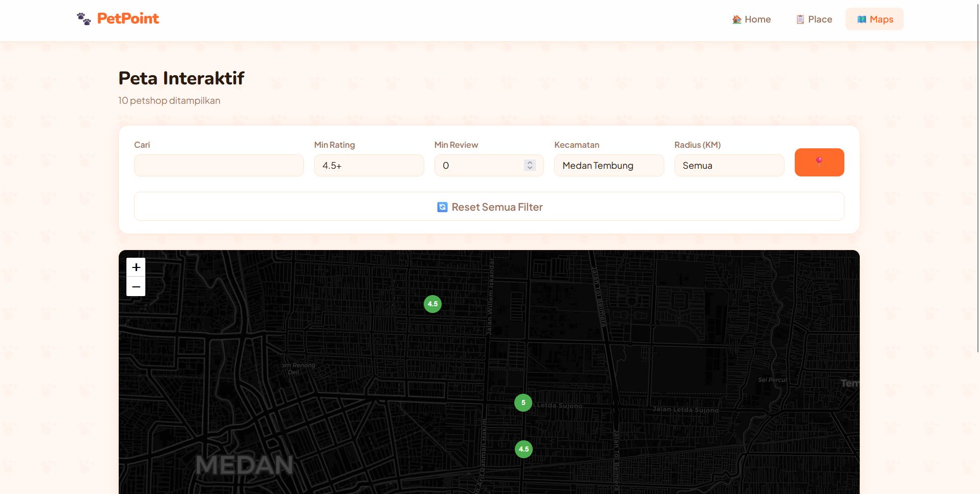 Screenshot 3 dari project SISTEM INFORMASI GEOGRAFIS PERSEBARAN TOKO  HEWAN DI KOTA TEMBUNG