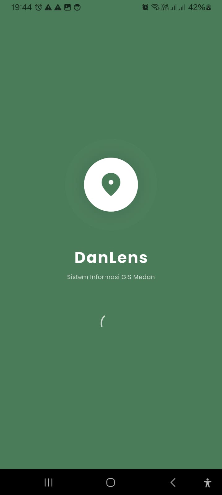 Screenshot 1 dari project Sistem Informasi Geografis (SIG) Pemetaan Lokasi Penting di Kota Medan Berbasis Mobile (DanLens)