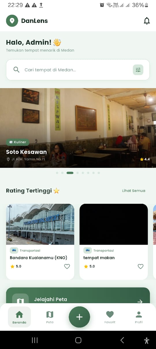 Screenshot 3 dari project Sistem Informasi Geografis (SIG) Pemetaan Lokasi Penting di Kota Medan Berbasis Mobile (DanLens)