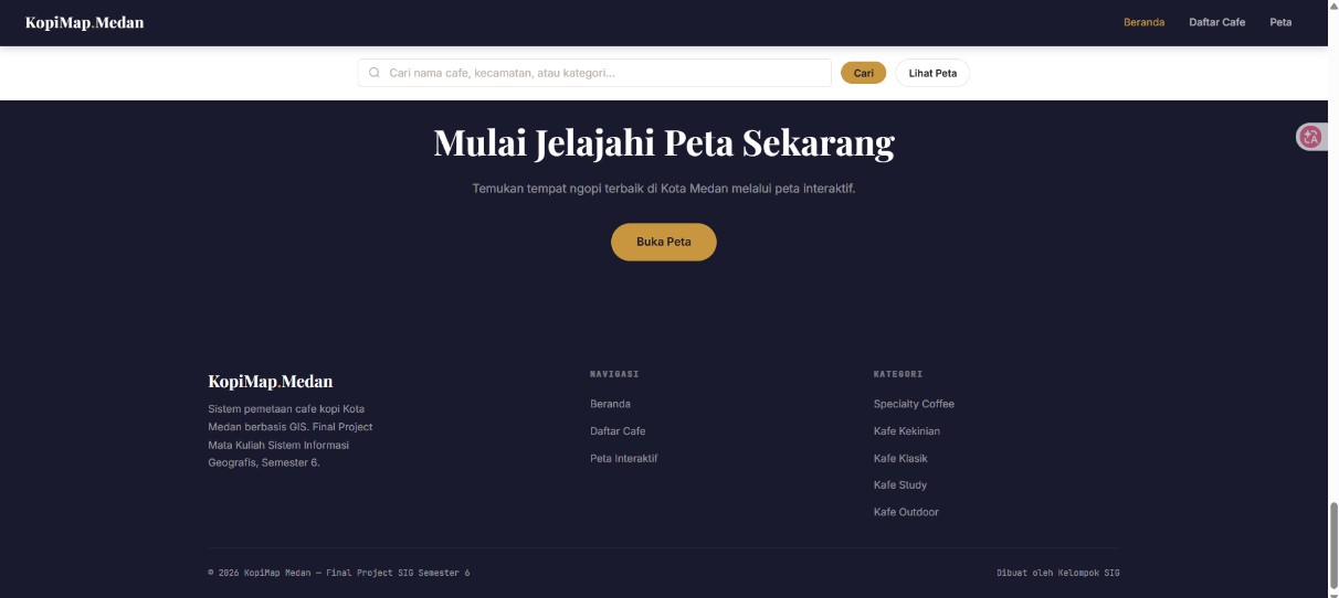 Screenshot 4 dari project Sistem Informasi Geografis (SIG) Pemetaan Cafe Kopi Di Kota Medan Berbasis Website (KopiMap.Medan)