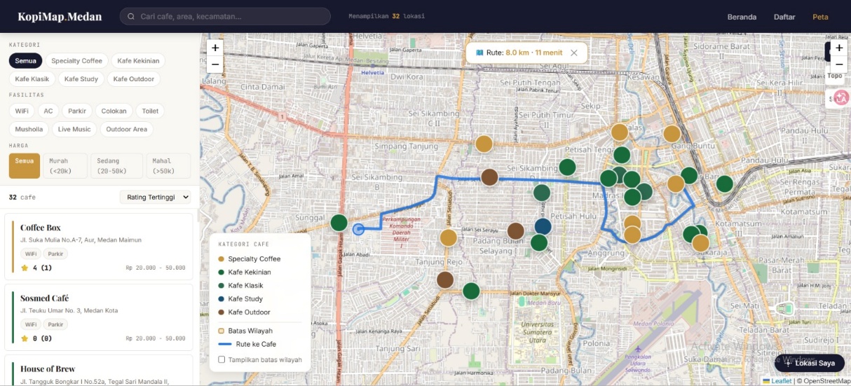 Screenshot 12 dari project Sistem Informasi Geografis (SIG) Pemetaan Cafe Kopi Di Kota Medan Berbasis Website (KopiMap.Medan)