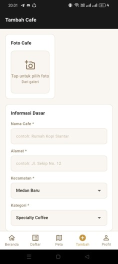 Screenshot 7 dari project Sistem Informasi Geografis (SIG) Pemetaan Cafe Kopi Di Kota Medan Berbasis Mobile (KopiMap.Medan)