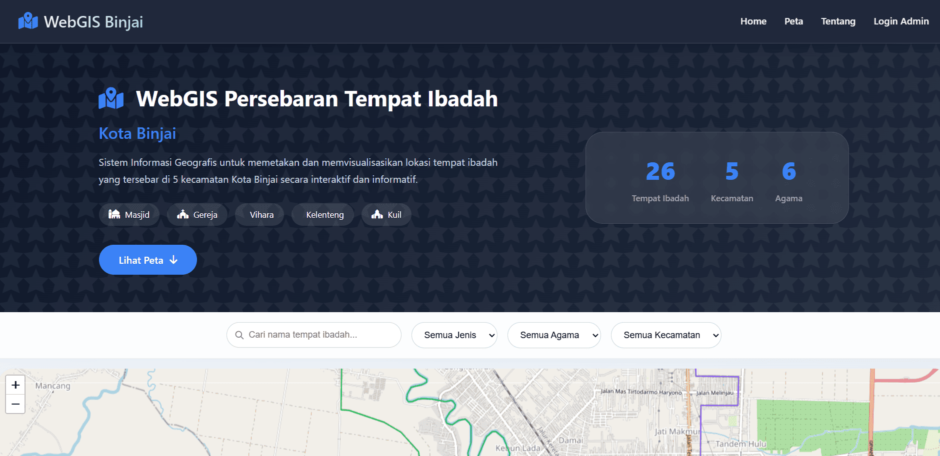 Thumbnail project Pemetaan Persebaran Tempat Ibadah di Kota Binjai Berbasis WebGIS